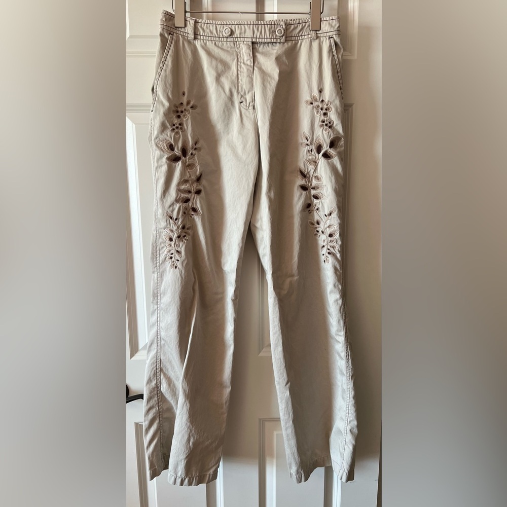 Oilily embroidered khaki cropped pant